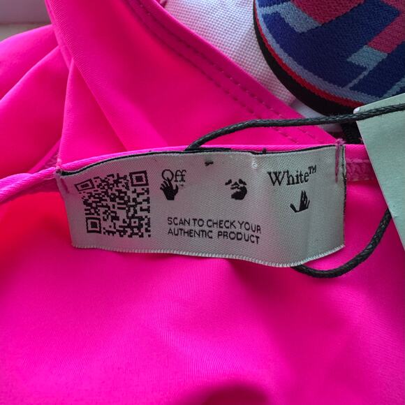 Off-White Logo-Tape Swimsuit Fuchsia/White Size 40/ Small - Picture 8 of 9